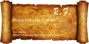 Ruzsinszky Fabó névjegykártya